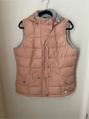 Barbour South Shields Fibre Down Hooded Puffer Vest Pink US 14